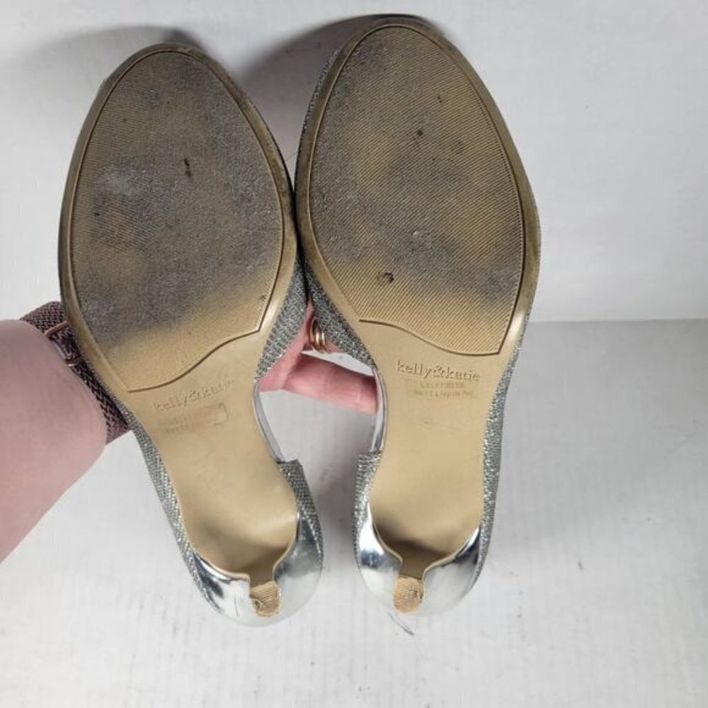 Kelly & Katie Silver Open Toe Sparkle Misha 3.5" Heel Shoes Size 9 1/2M - Picture 8 of 10